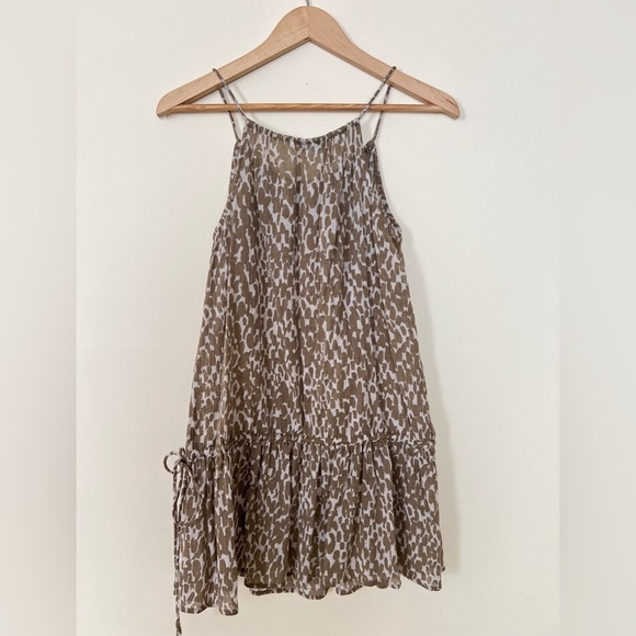 J.Crew Womens Top Small Leopard Brown Keyhole Halter Gauzy Peplum Cinched Waist - Picture 3 of 17